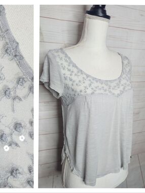 VNT Y2K A&F Sequin Silver Lace Top | Size XS